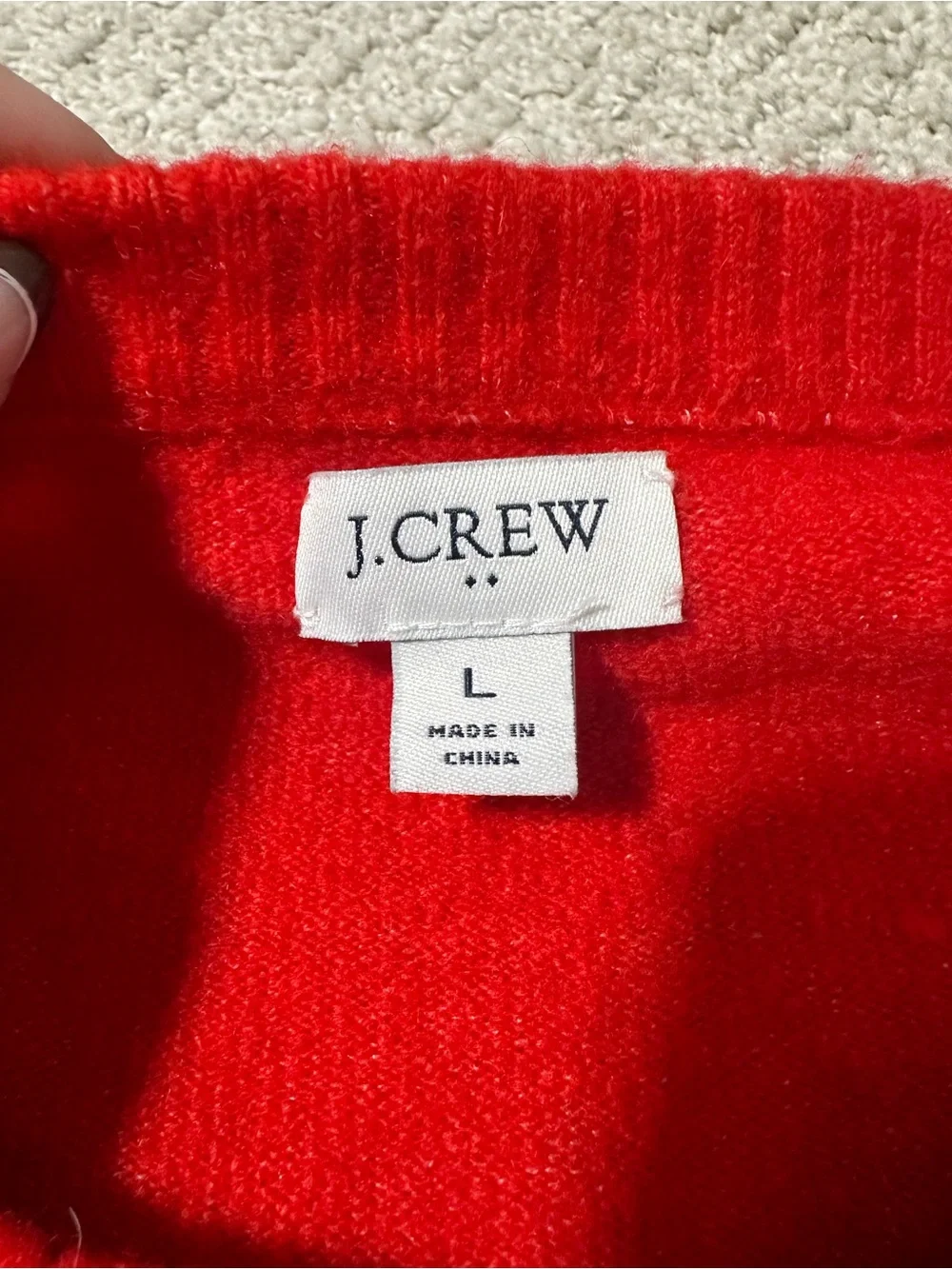 J.Crew Red Wool Blend Crewneck Sweater Size L Side Slit
